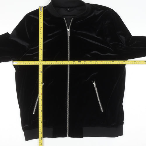 Next Women's Black Velvet Bomber Jacket Size 16 Zip Style