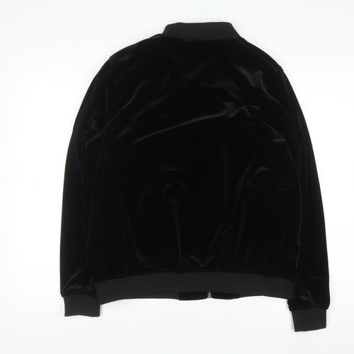 Next Women's Black Velvet Bomber Jacket Size 16 Zip Style