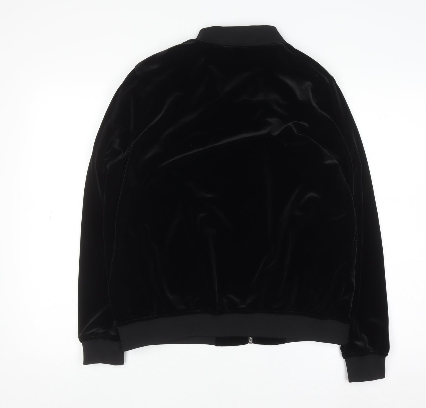 Next Women's Black Velvet Bomber Jacket Size 16 Zip Style