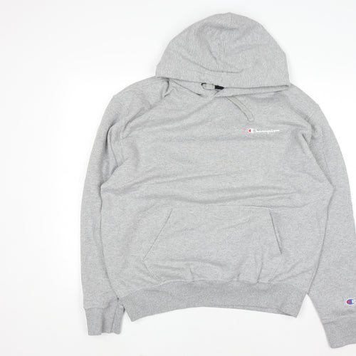 Champion Men's Grey Pullover Hoodie L Regular Fit Fleece