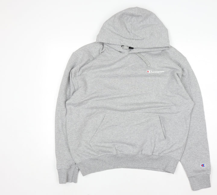 Champion Men's Grey Pullover Hoodie L Regular Fit Fleece