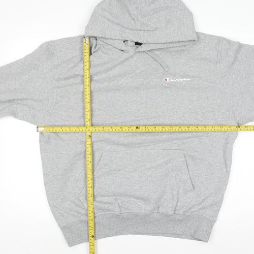 Champion Men's Grey Pullover Hoodie L Regular Fit Fleece