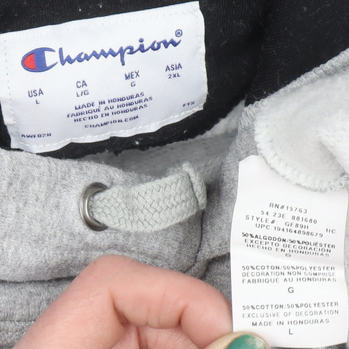 Champion Men's Grey Pullover Hoodie L Regular Fit Fleece