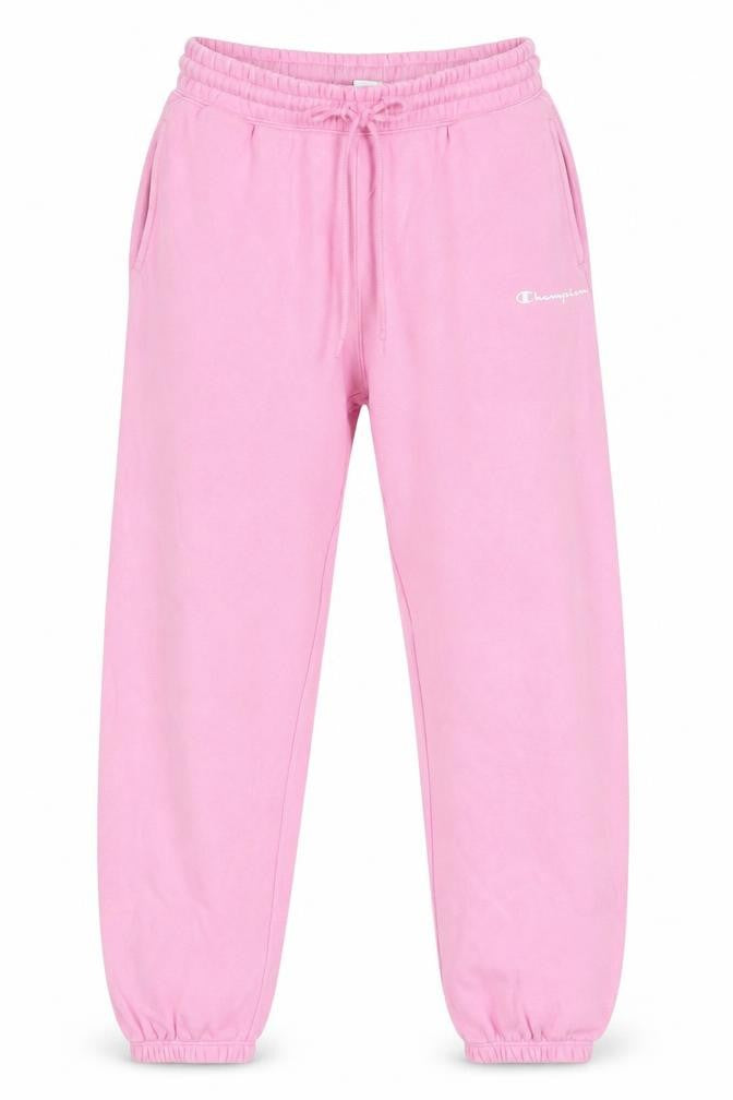 Front view of Champion women’s pink jogger sweatpants s cotton blend