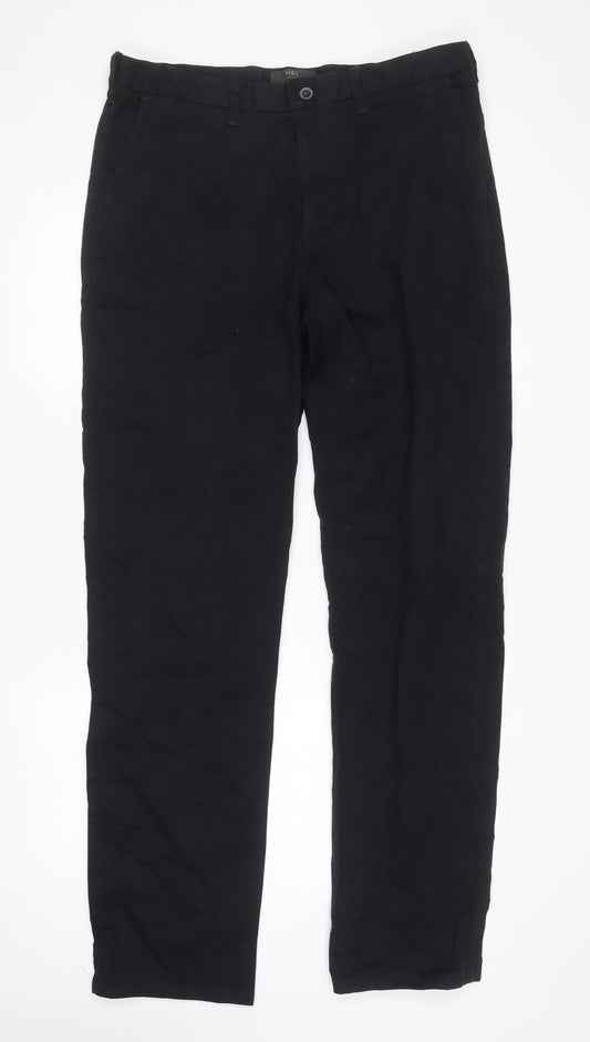 Marks and Spencer Men's Dark Navy Chino Trousers 36W 35L Regular Fit