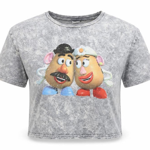 Disney Womens Grey Mr & Mrs Potato Head Cropped T-Shirt M