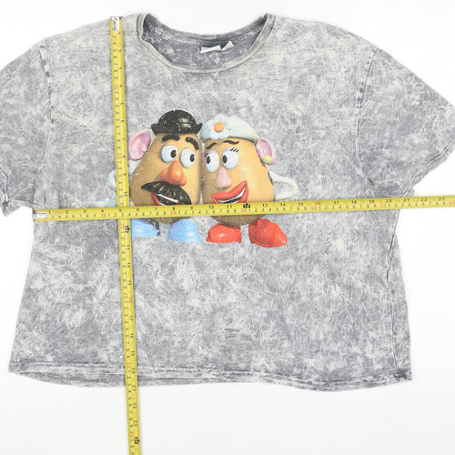 Disney Womens Grey Mr & Mrs Potato Head Cropped T-Shirt M