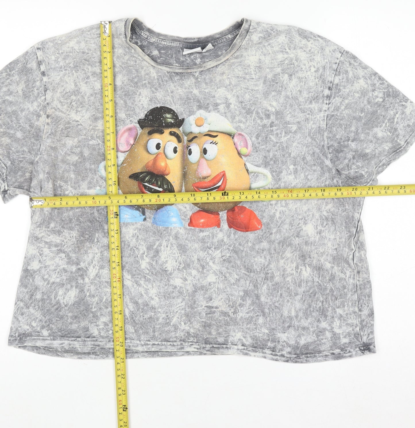 Disney Womens Grey Mr & Mrs Potato Head Cropped T-Shirt M