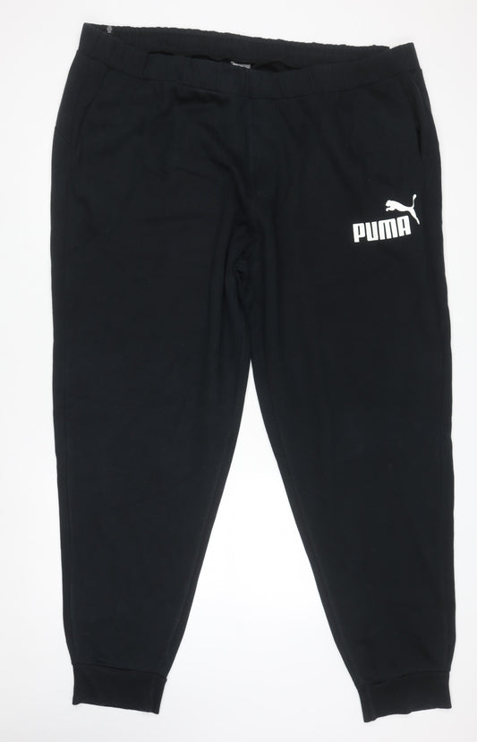Puma Men's Black Fleece Jogger Trousers Size L Regular Fit Sportswear