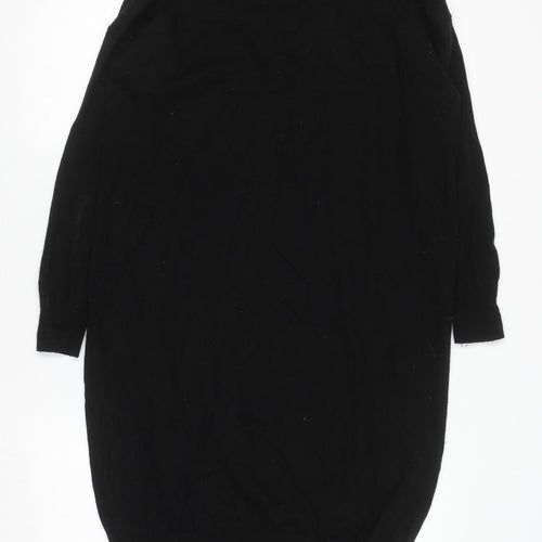 Jaeger Women’s Black Wool Knit Collared Sweater Dress Small