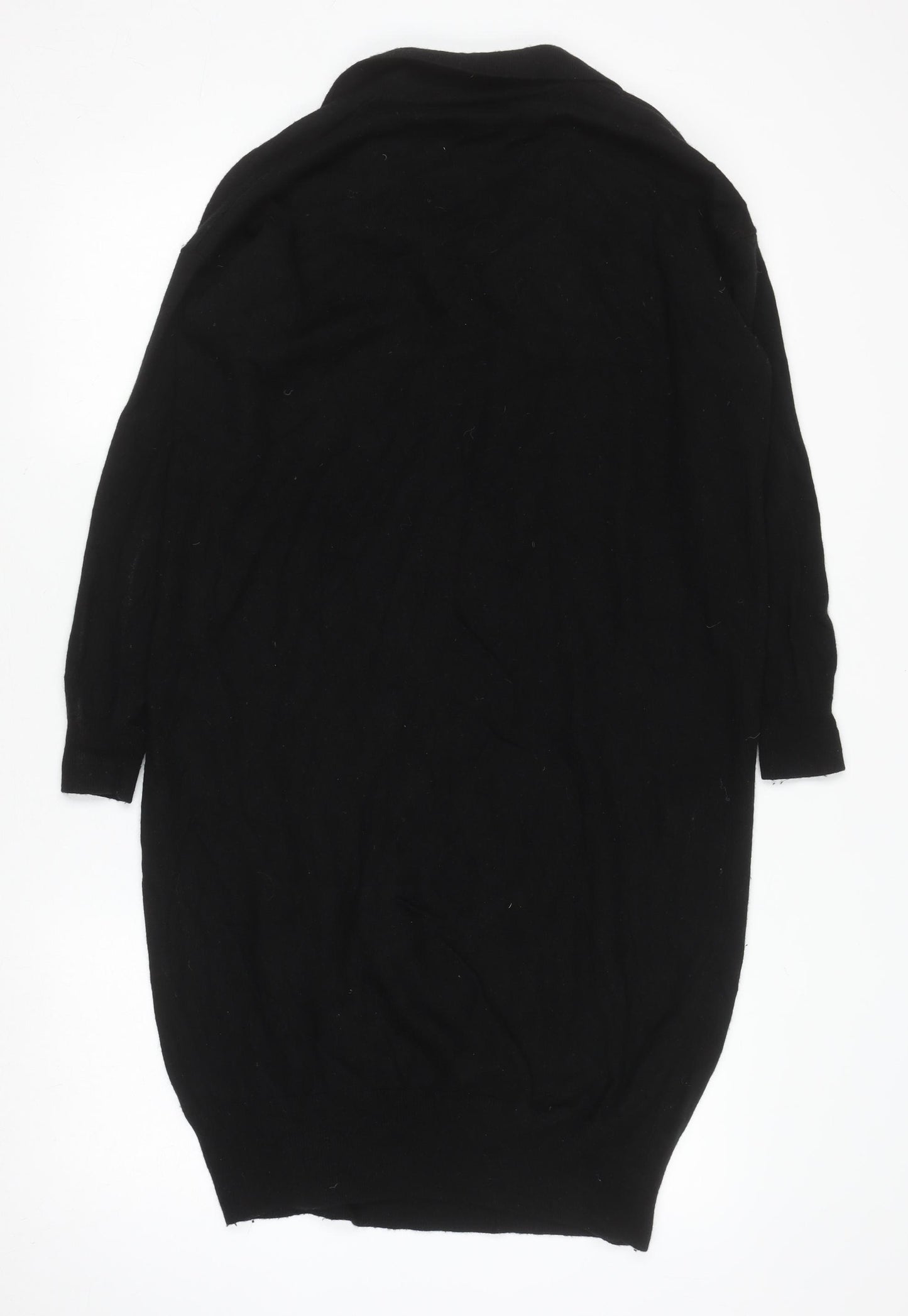 Jaeger Women’s Black Wool Knit Collared Sweater Dress Small