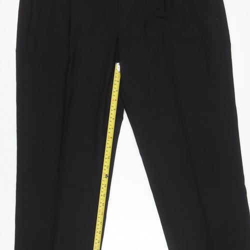 Marks and Spencer Men's Black Pleated Dress Pants 34W 31L Regular Fit