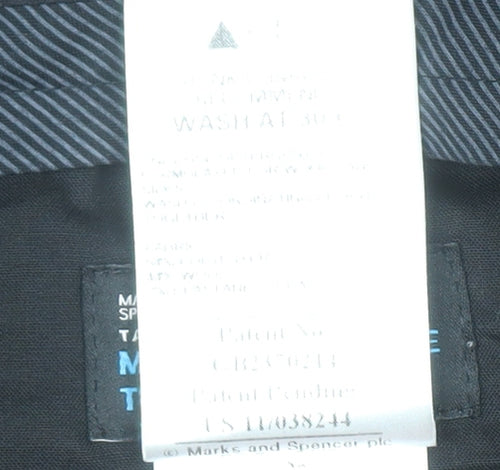 Marks and Spencer Men's Black Pleated Dress Pants 34W 31L Regular Fit