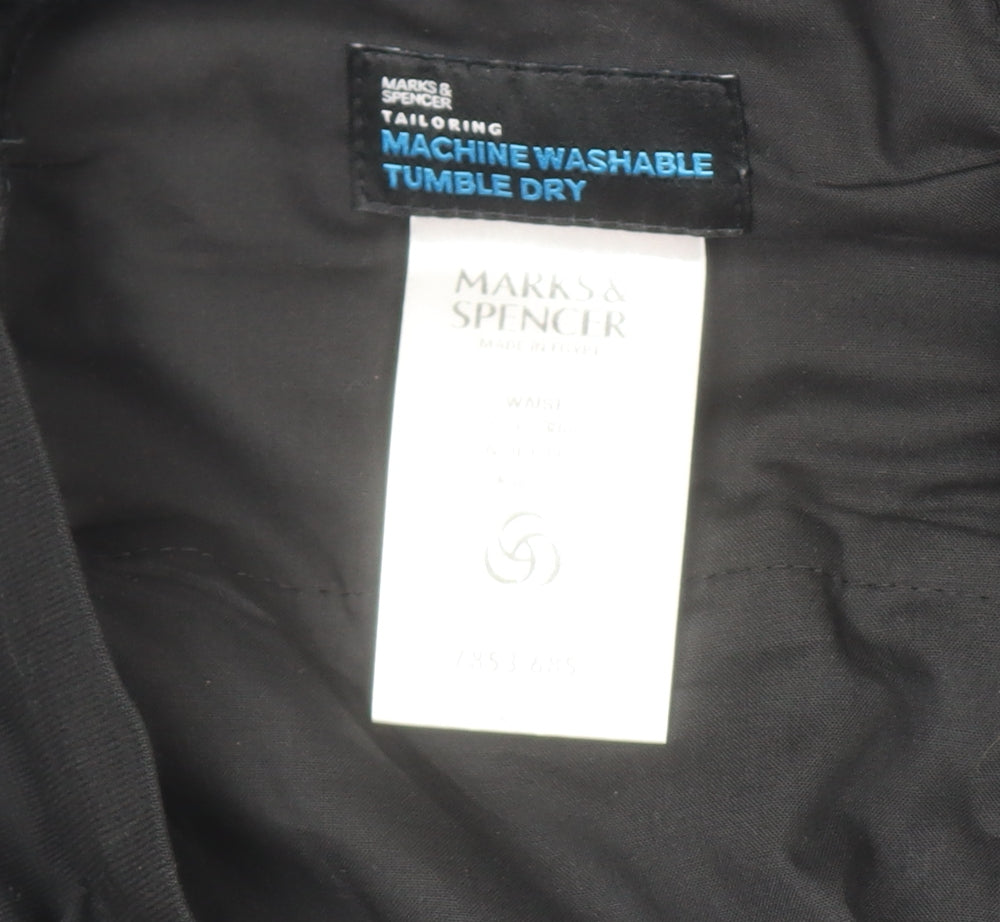Marks and Spencer Men's Black Pleated Dress Pants 34W 31L Regular Fit