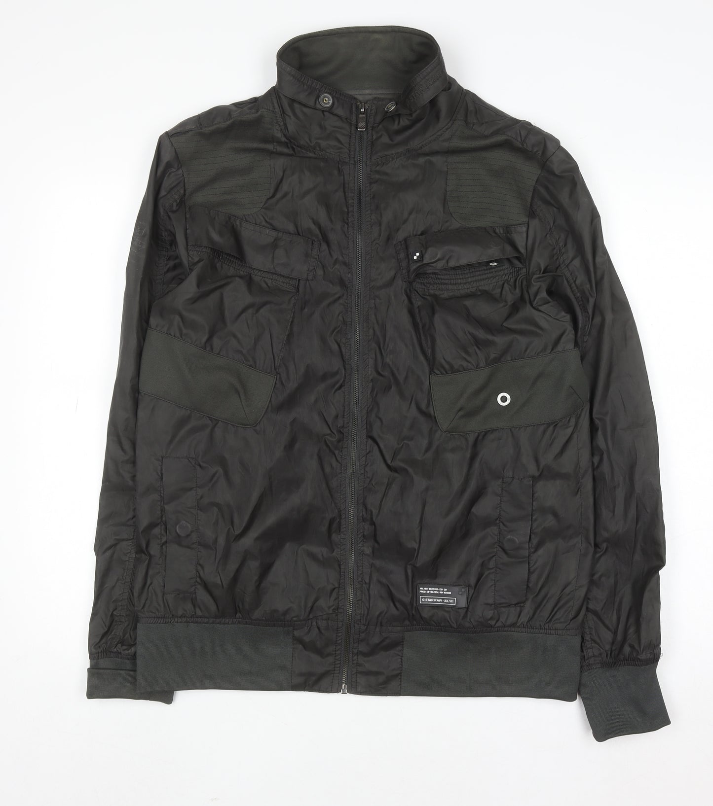 G-Star Men's Black Bomber Jacket L Polyamide Full Zip Urban Style