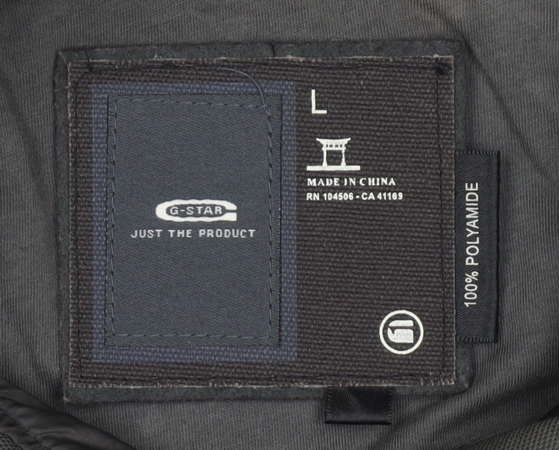 G-Star Men's Black Bomber Jacket L Polyamide Full Zip Urban Style