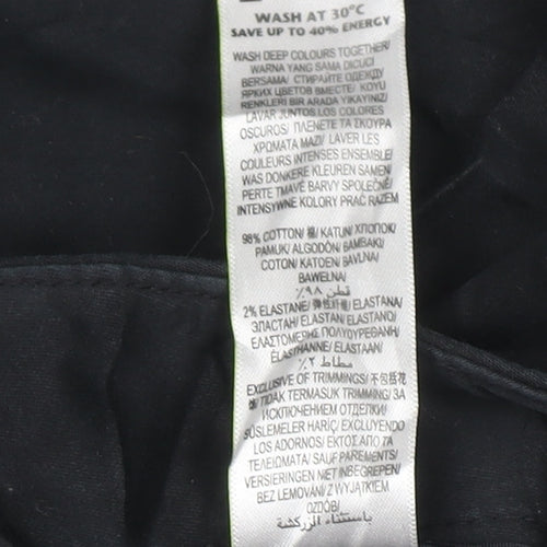 Marks and Spencer Women's Black Cotton Stretch Trousers Size 10