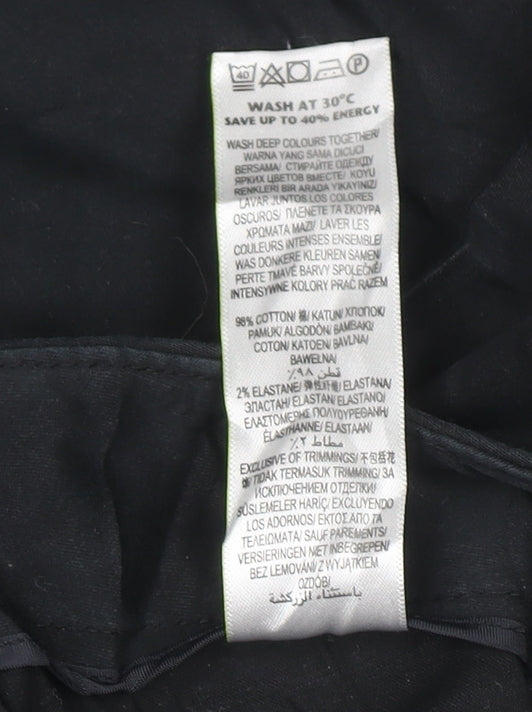 Marks and Spencer Women's Black Cotton Stretch Trousers Size 10