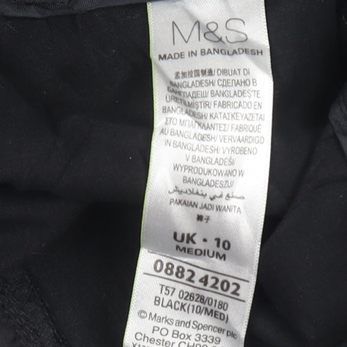 Marks and Spencer Women's Black Cotton Stretch Trousers Size 10