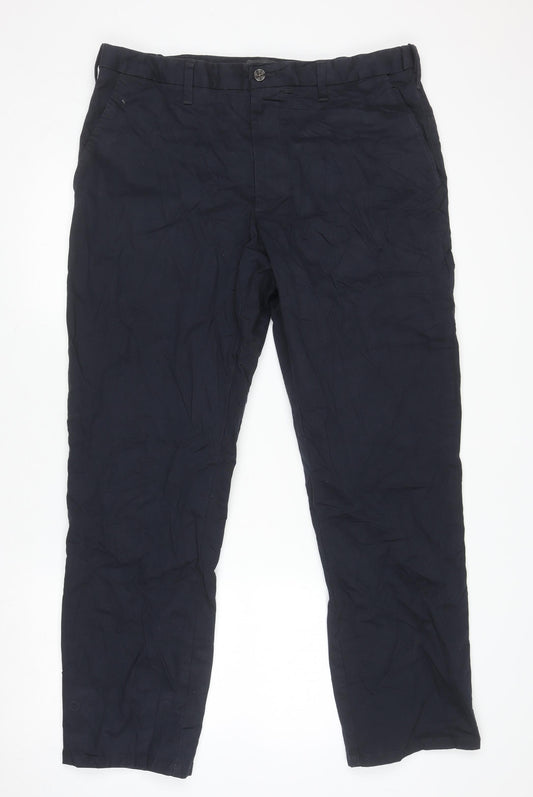 Marks and Spencer Men’s Blue Regular Fit Chino Trousers 38W 31L