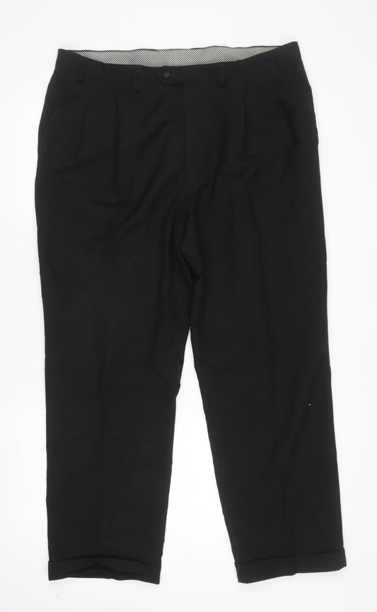 Marks and Spencer Men's Black 38x29 Crease Resistant Dress Pants