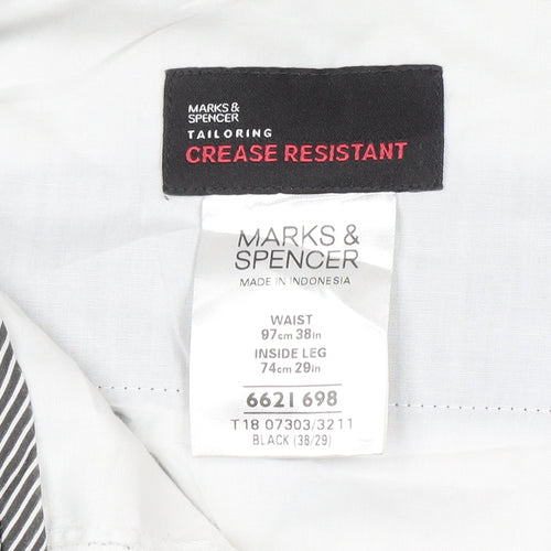 Marks and Spencer Men's Black 38x29 Crease Resistant Dress Pants