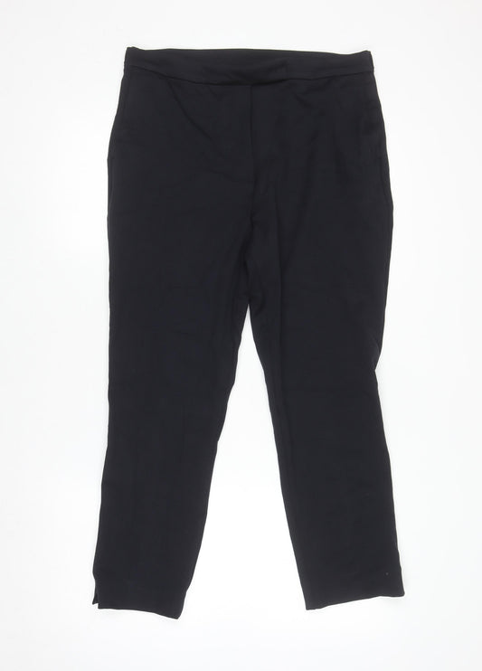 Marks and Spencer Women Black Size 14 Ankle Tapered Stretch Trousers