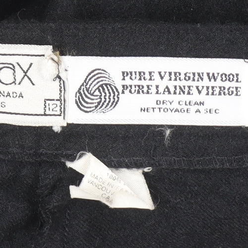 Mr. Jax Women’s Black Wool Pleated High Rise Trousers Size 12