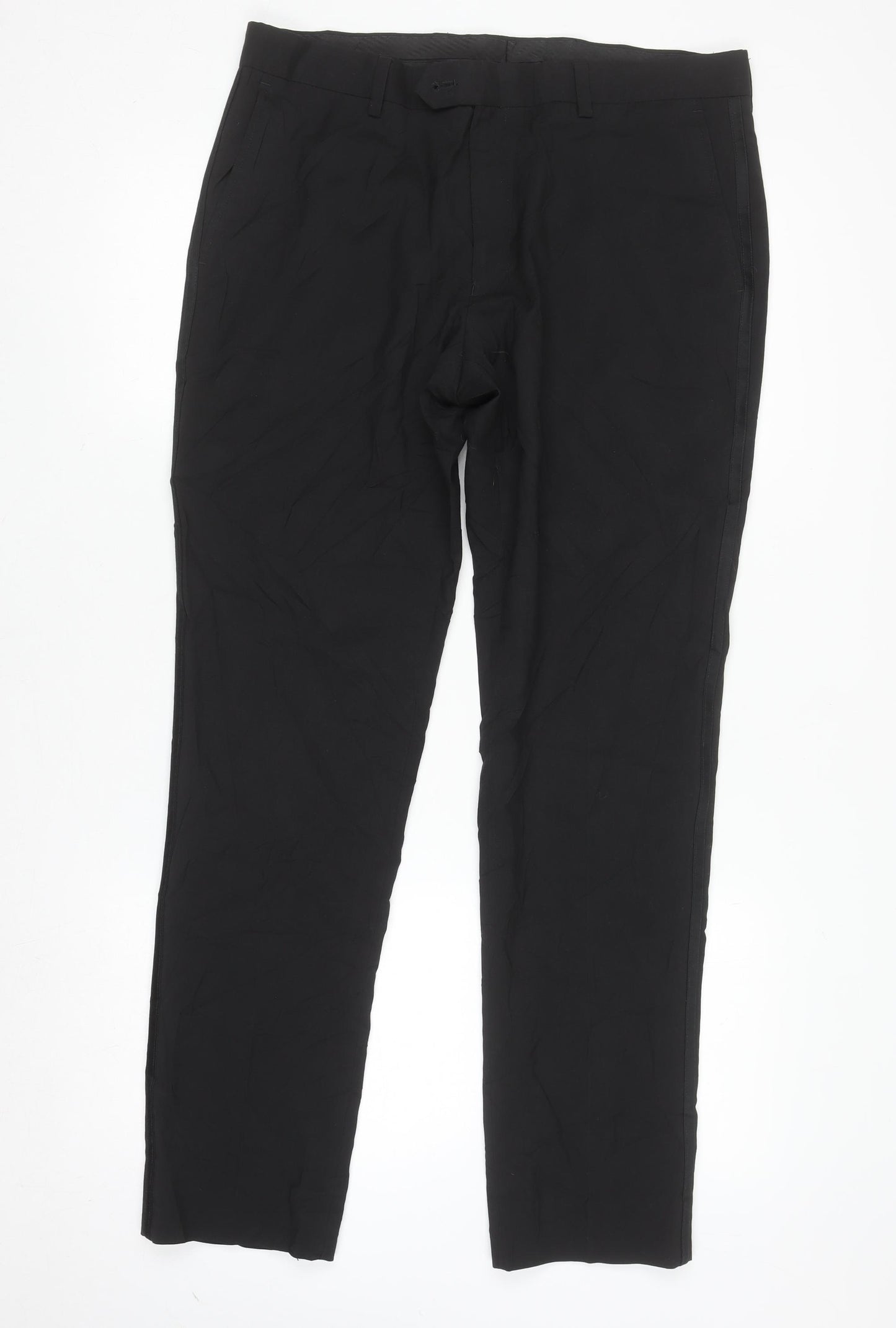 Next Men's Black Slim Fit Dress Trousers 34W 31L