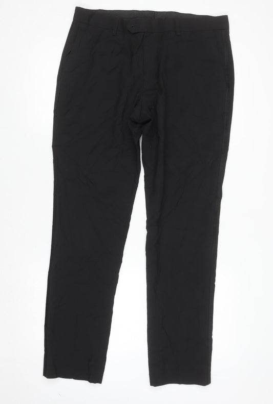 Next Men's Black Slim Fit Dress Trousers 34W 31L