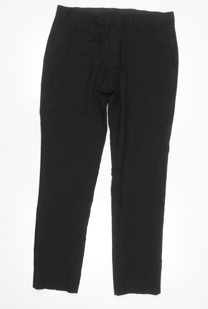 Next Men's Black Slim Fit Dress Trousers 34W 31L
