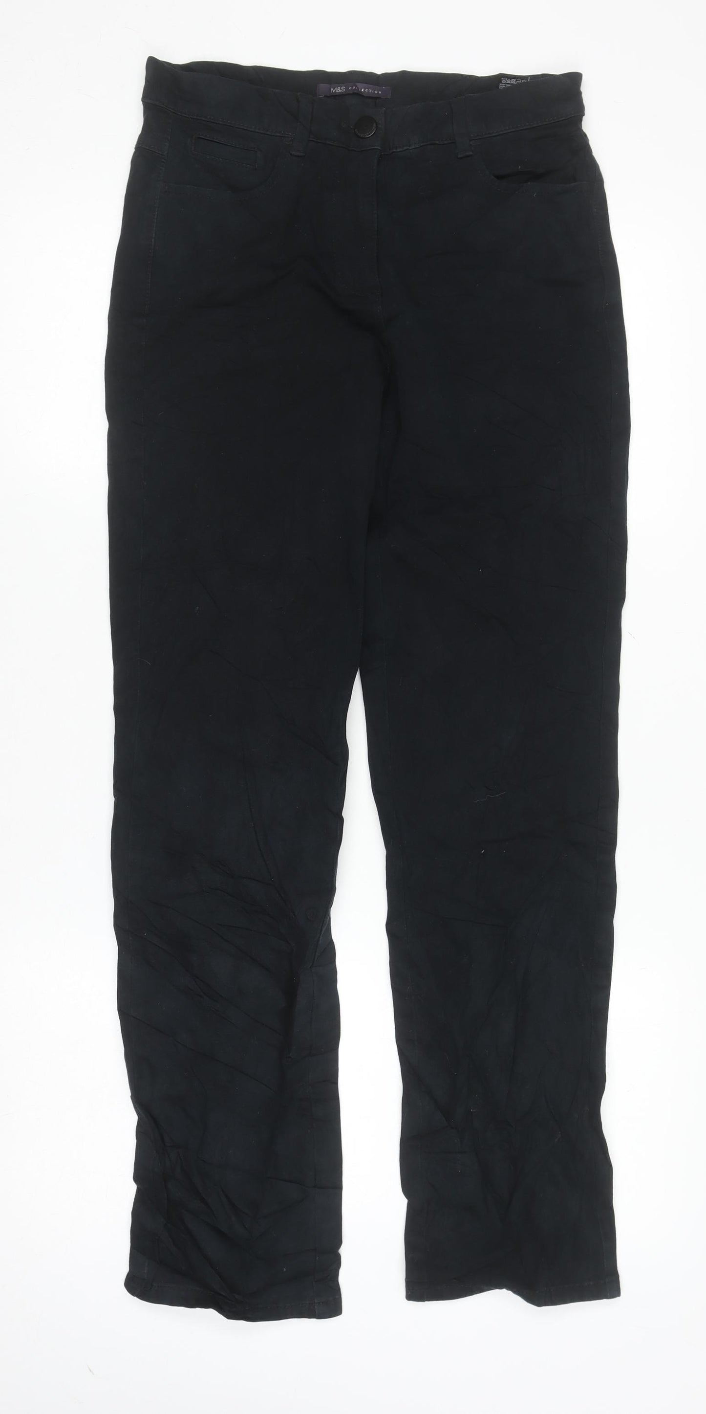 Marks and Spencer Women's Black Chino Trousers Size 8 Regular