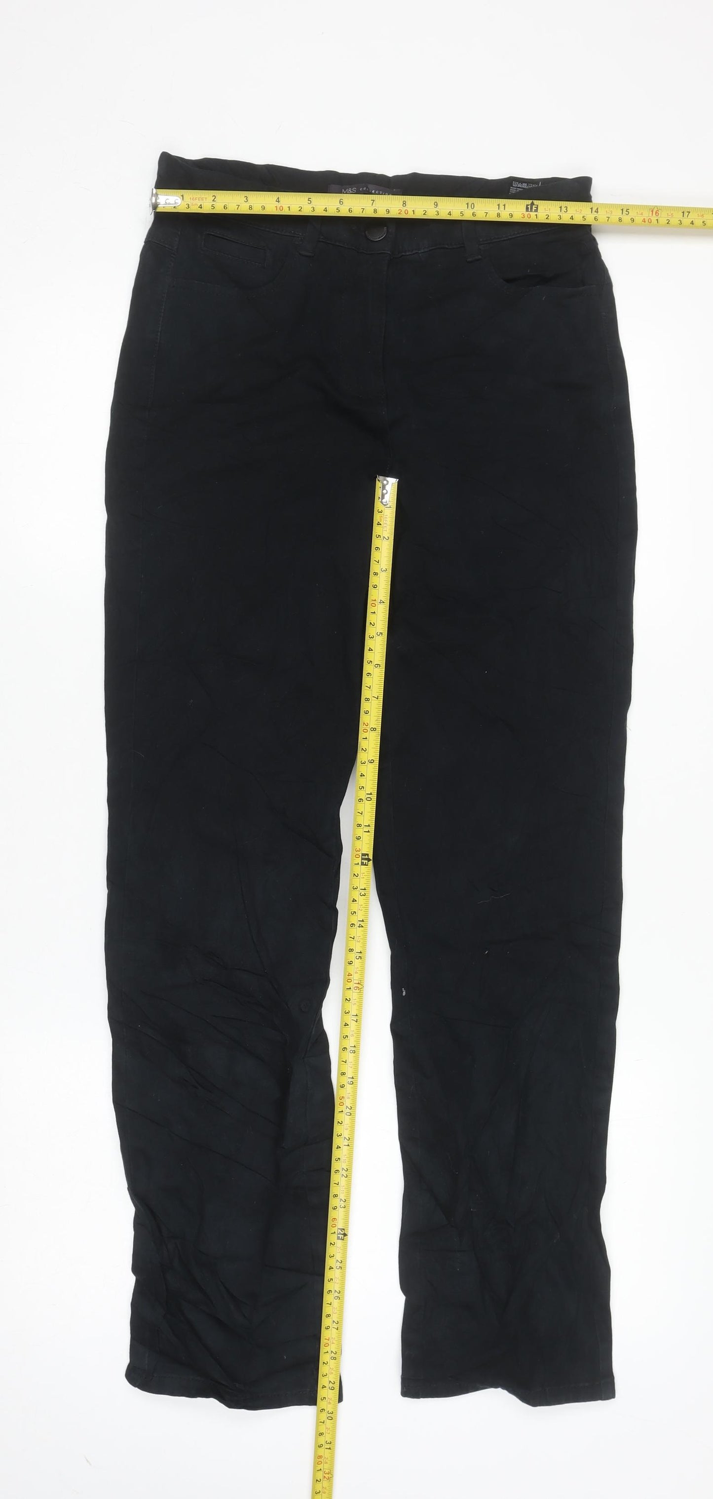 Marks and Spencer Women's Black Chino Trousers Size 8 Regular