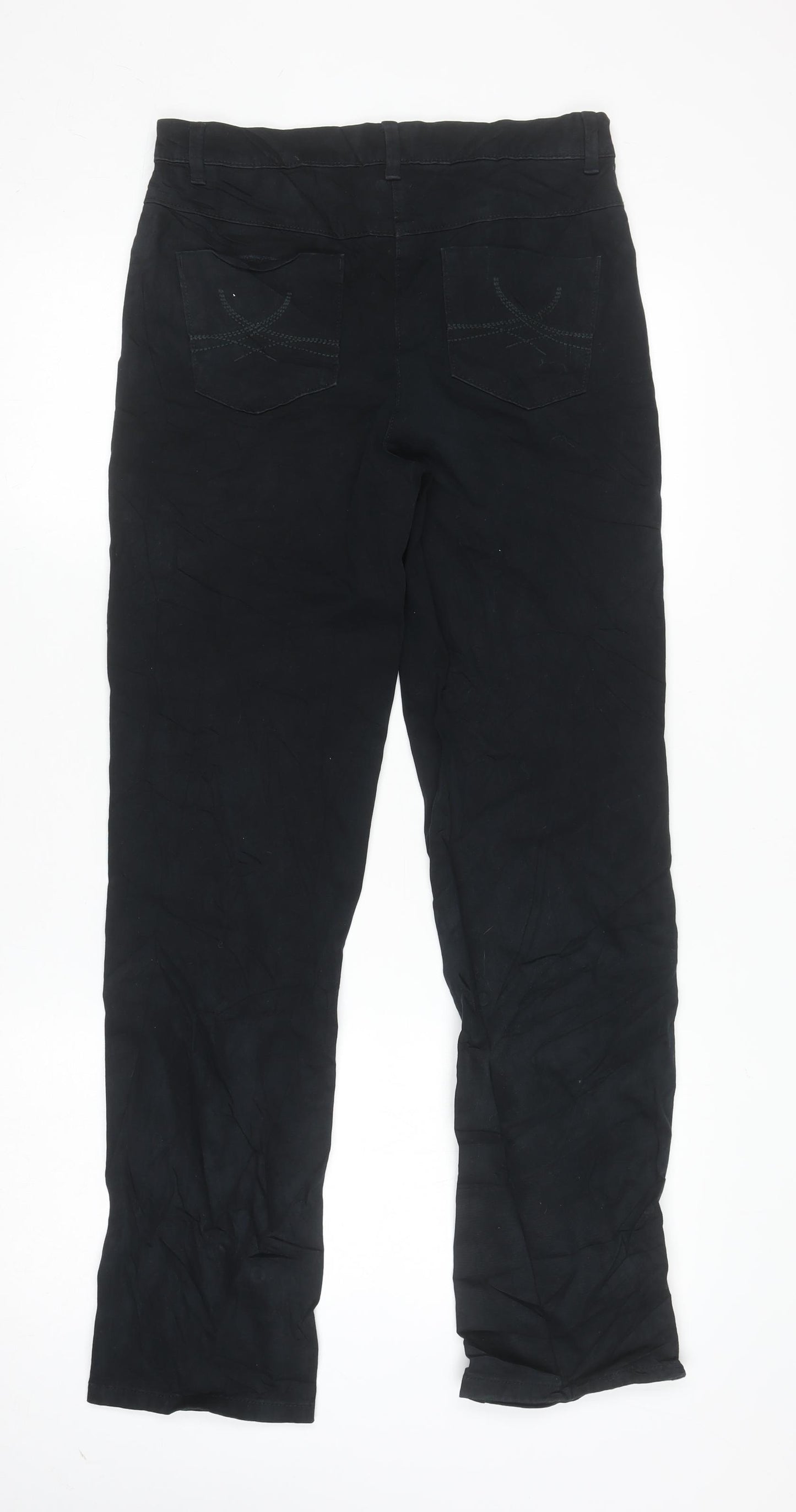 Marks and Spencer Women's Black Chino Trousers Size 8 Regular