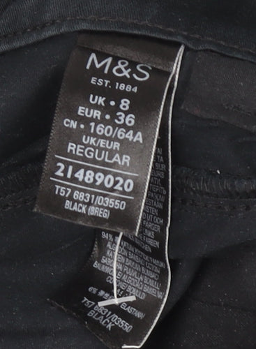 Marks and Spencer Women's Black Chino Trousers Size 8 Regular