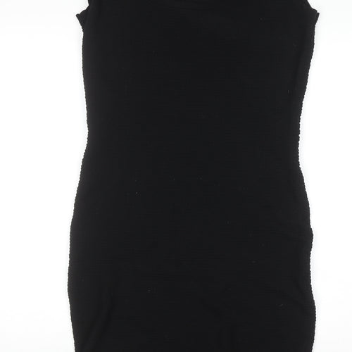 H&M Women Black Bodycon Knit Knee Length Dress Size M
