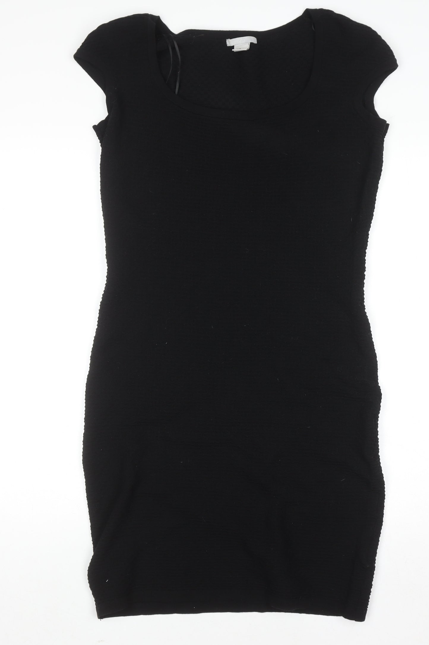 H&M Women Black Bodycon Knit Knee Length Dress Size M