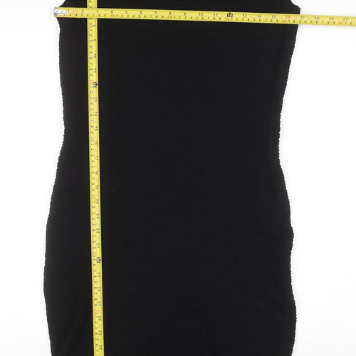 H&M Women Black Bodycon Knit Knee Length Dress Size M