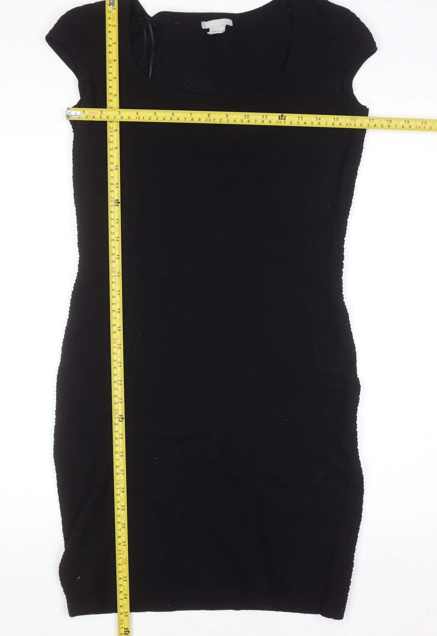 H&M Women Black Bodycon Knit Knee Length Dress Size M
