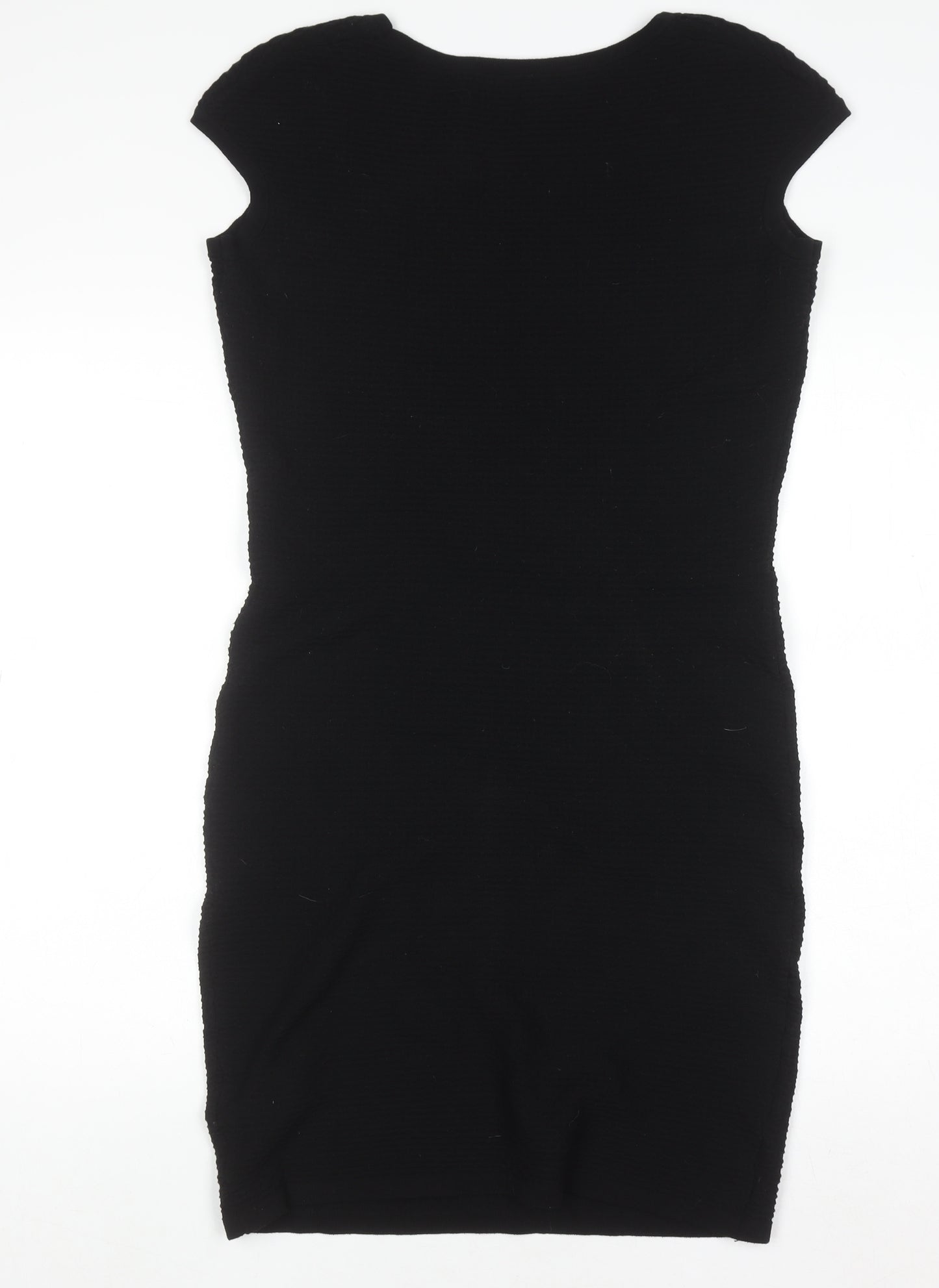 H&M Women Black Bodycon Knit Knee Length Dress Size M