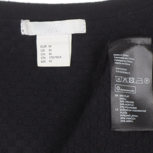 H&M Women Black Bodycon Knit Knee Length Dress Size M