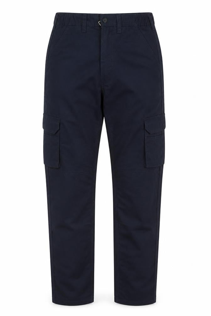 Front view of ORN Men's Navy Blue Cargo Work Trousers 32T Regular Fit