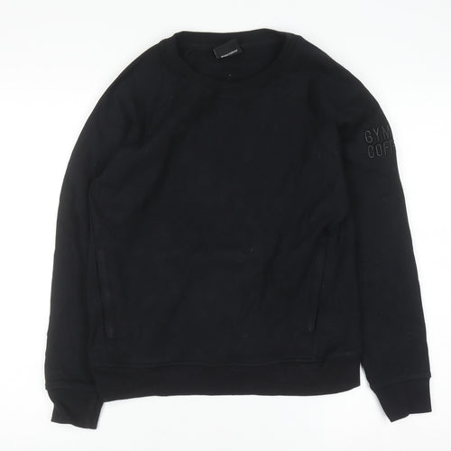 Gym+Coffee Women's Black Small Pullover Sweatshirt Cotton Blend