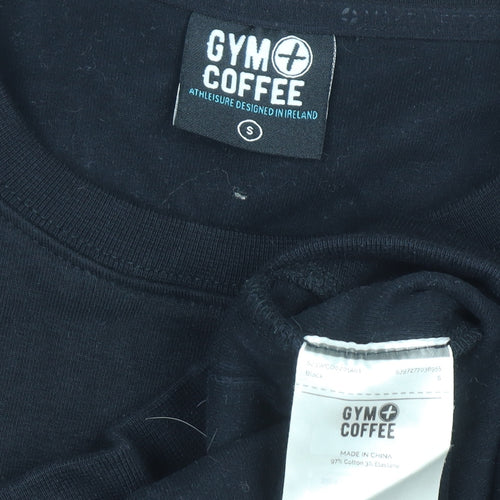 Gym+Coffee Women's Black Small Pullover Sweatshirt Cotton Blend