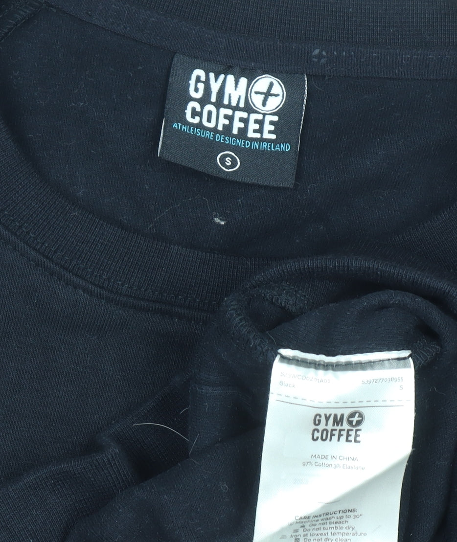 Gym+Coffee Women's Black Small Pullover Sweatshirt Cotton Blend
