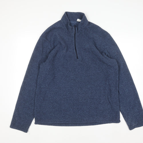 Decathlon Mens Blue 1/4 Zip Fleece Sweatshirt L Regular Fit