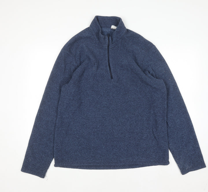Decathlon Mens Blue 1/4 Zip Fleece Sweatshirt L Regular Fit