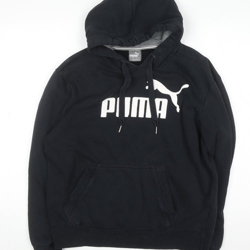 Puma Men's Black Pullover Hoodie M Logo Fleece Sweatshirt