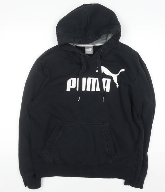 Puma Men's Black Pullover Hoodie M Logo Fleece Sweatshirt