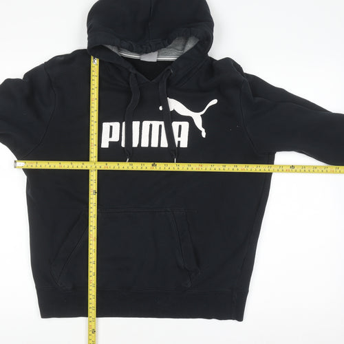 Puma Men's Black Pullover Hoodie M Logo Fleece Sweatshirt